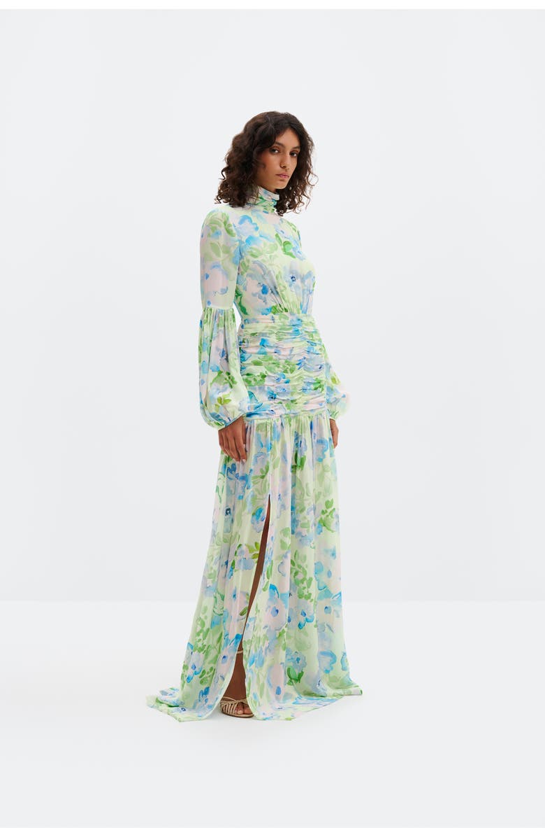 Malina Thalia Draped Waist Maxi Dress, Main, color, Pastel Floral Pistachio