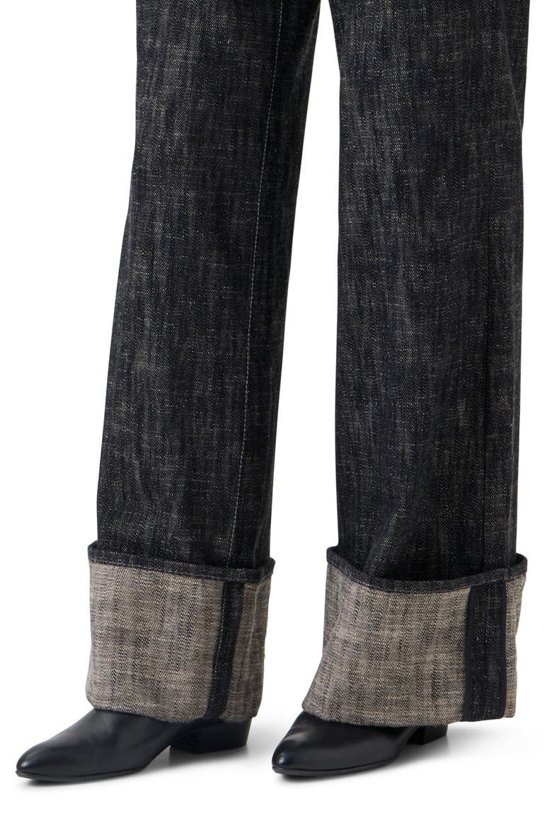 Cooper High Waist Cuffed Wide Leg Jeans, Alternate, color, BLACK DENIM