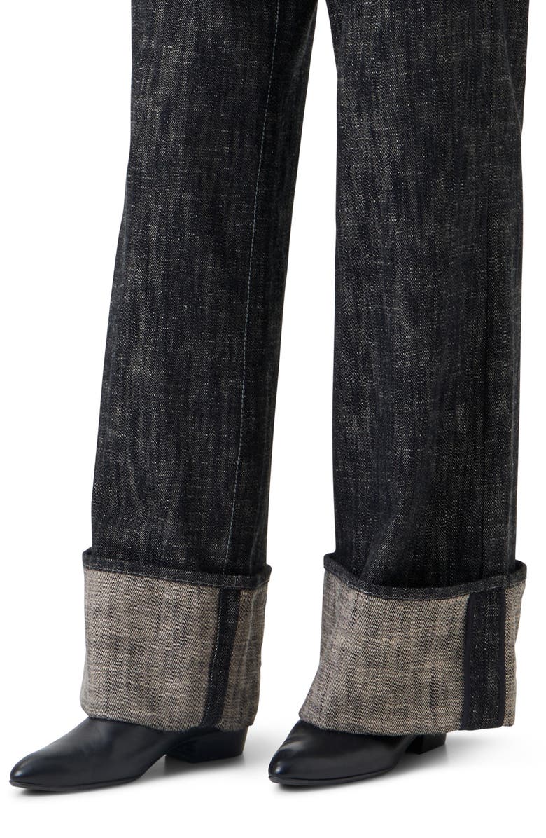 Akris punto Cooper High Waist Cuffed Wide Leg Jeans, Alternate, color, Black Denim