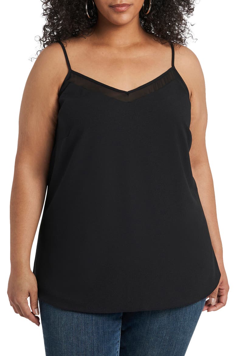 Sheer Inset Camisole, Main, color, RICH BLACK