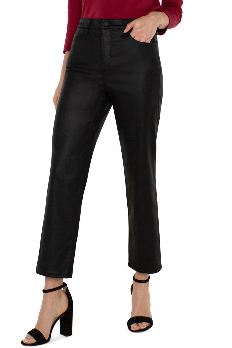 Kennedy Crop Straight Leg Jeans, Alternate, color, COATED BLACK