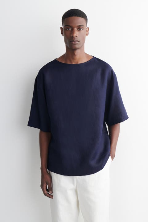 Boat-neck Linen T-shirt