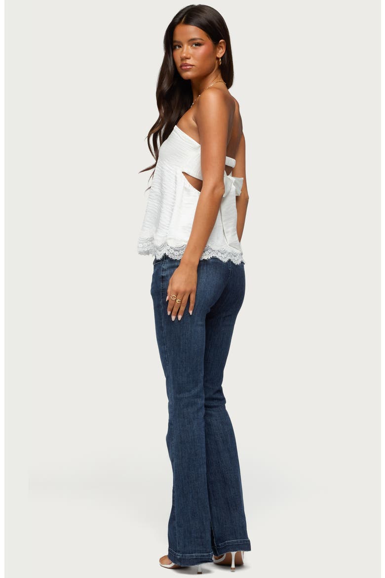 Netta Lacey Strapless Satin Top, Alternate, color, WHITE