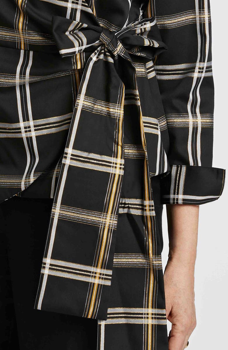 Foxcroft Salina Plaid Wrap Shirt, Alternate, color, Black Plaid