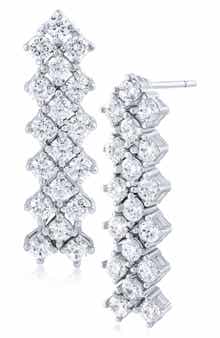 CZ by Kenneth Jay Lane Cubic Zirconia Chevron Linear Drop Earrings