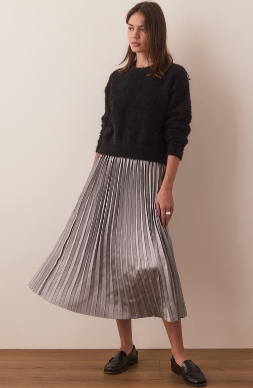 Marine Layer Chelsea Pleated Midi Skirt In Silver