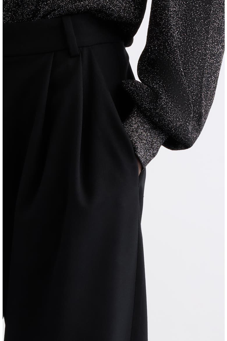 Lyda Pleated Wide Leg Wool Pants, Alternate, color, BLACK