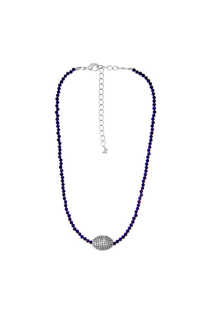 BY ADINA EDEN Colored Glass Bead Pave Roller Charm Choker, Main, color, Silver