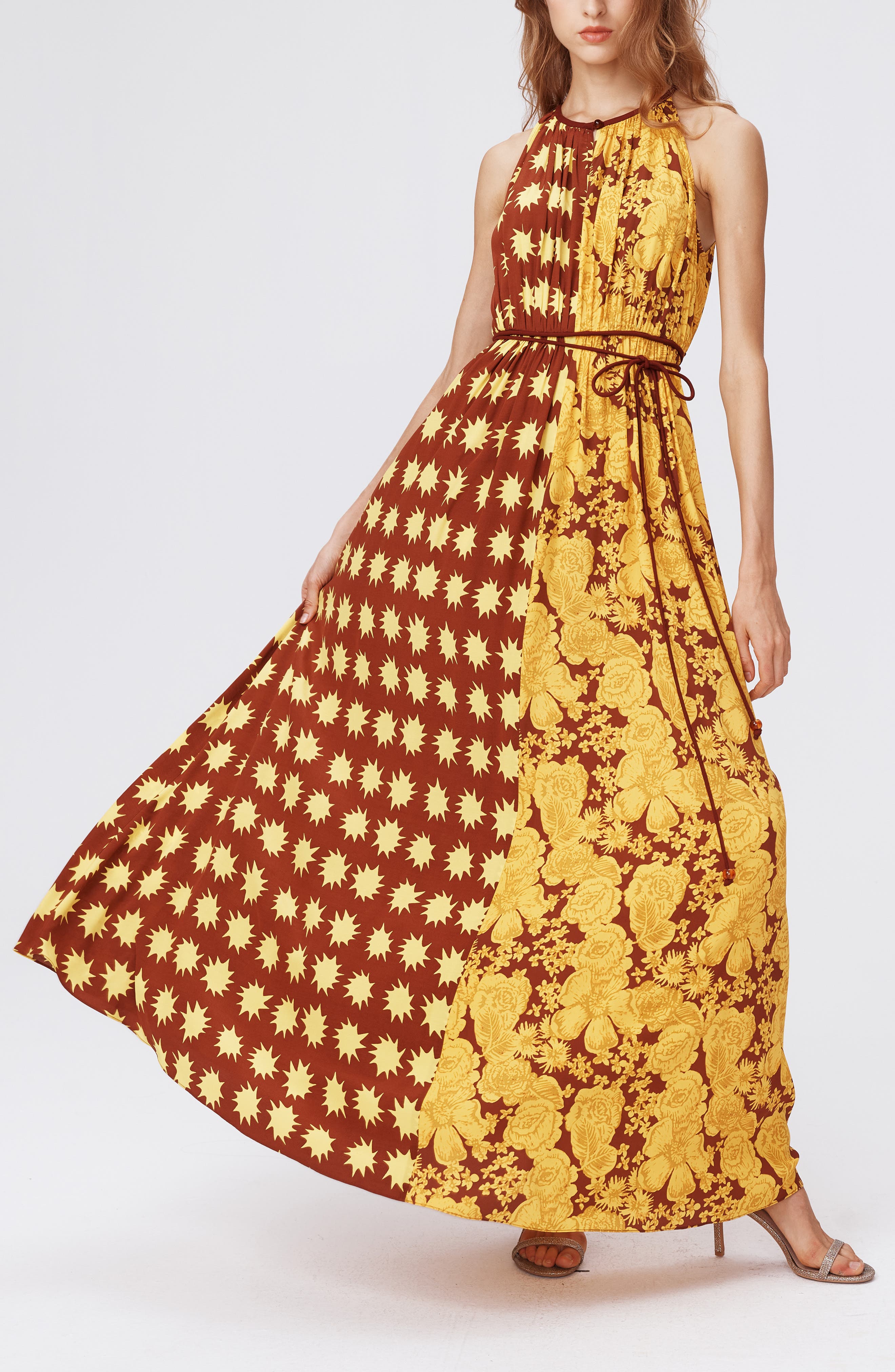 DVF Darla Mixed Print Maxi Dress