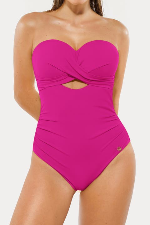 Front Twist Cutout Shaping All-in-One Shapewear Swimsuit