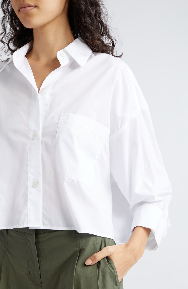 TWP Soon to Be Ex Cotton Button-Up Crop Shirt, Alternate, color, White