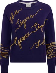 KADYLUXE Women's Purple LSU Tigers Love Note Embroidered Sweater