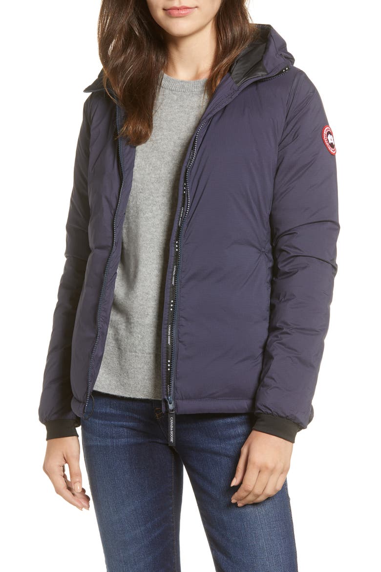 Camp Down Hooded Water Resistant Jacket, Main, color, NAVY