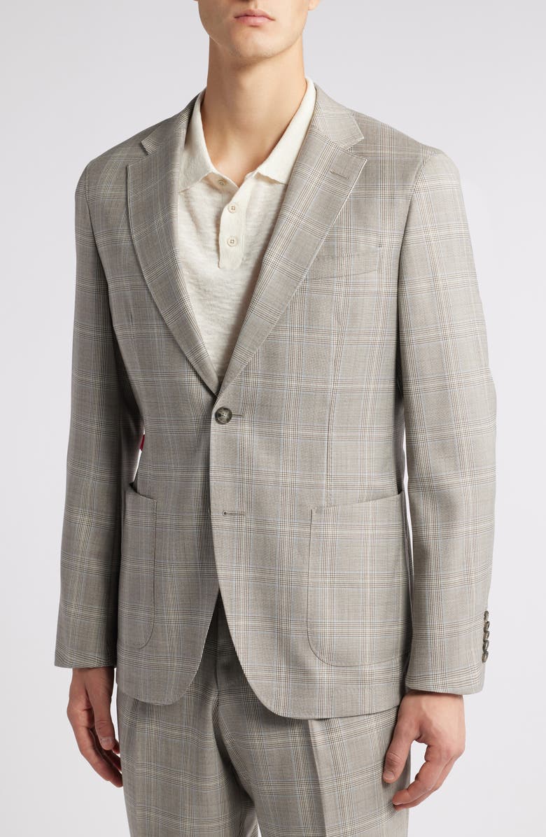 BOSS Heston Glen Plaid Wool Suit, Alternate, color, Open Grey Green