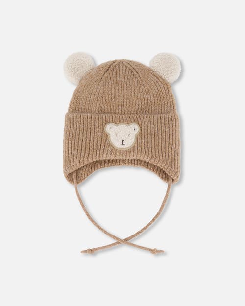 Deux Par Deux Gender Inclusive Lined Winter Knit Hat With Ear Flaps In Brown