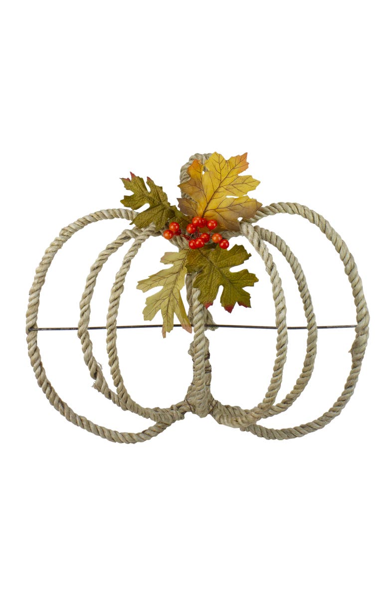 Northlight Autumn Foliage and Rope Pumpkin Fall Harvest Wall Decoration - 16", Main, color,