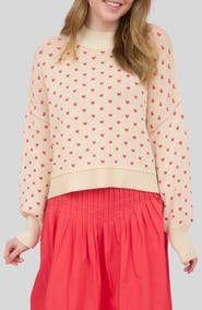 Blu Pepper Mock Neck Heart Knit Sweater