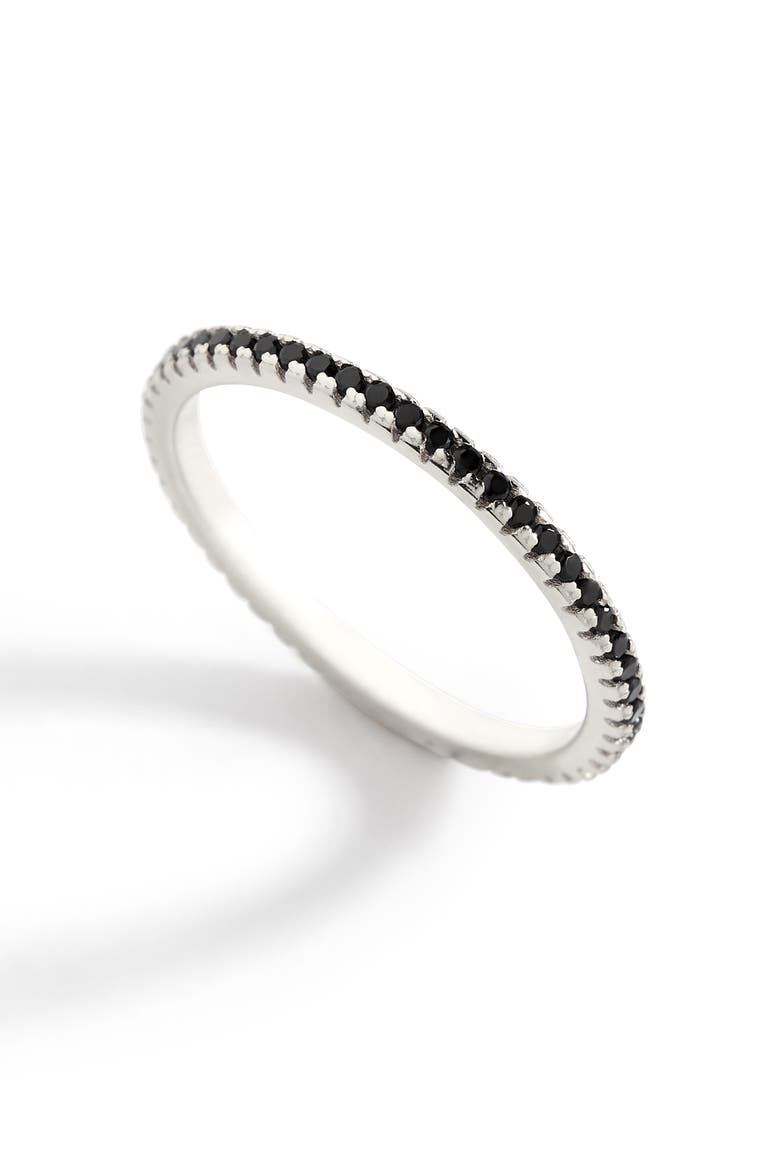 Black Cubic Zirconia Eternity Stacking Ring, Main, color, 925 Sterling Silver