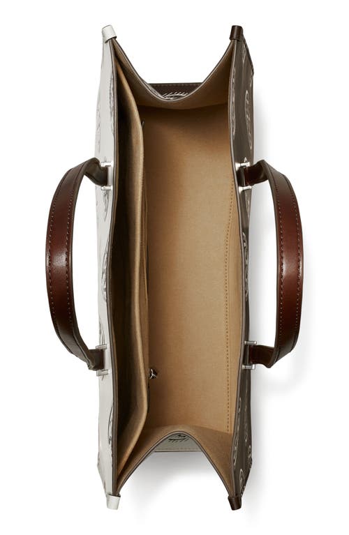 Tory Burch T Monogram Contrast Leather Tote In Brown