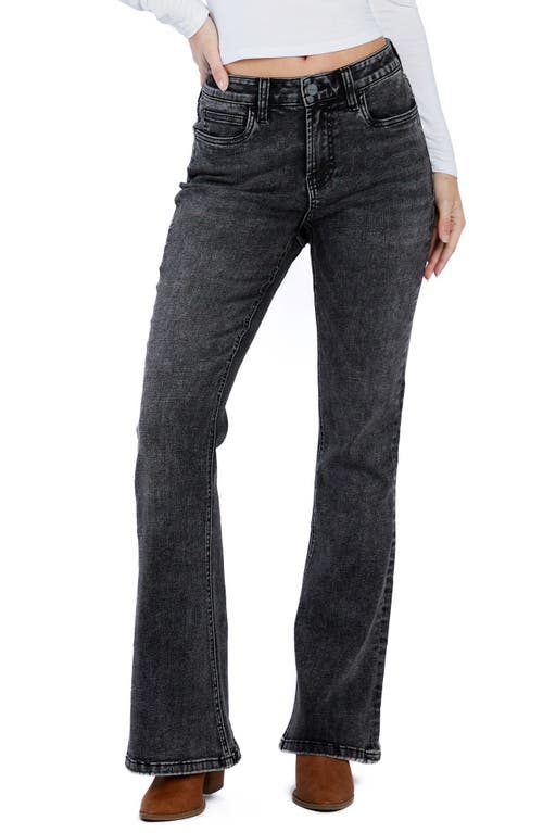 Hint Of Blu Happy High Waist Flare Jeans In Faded Black