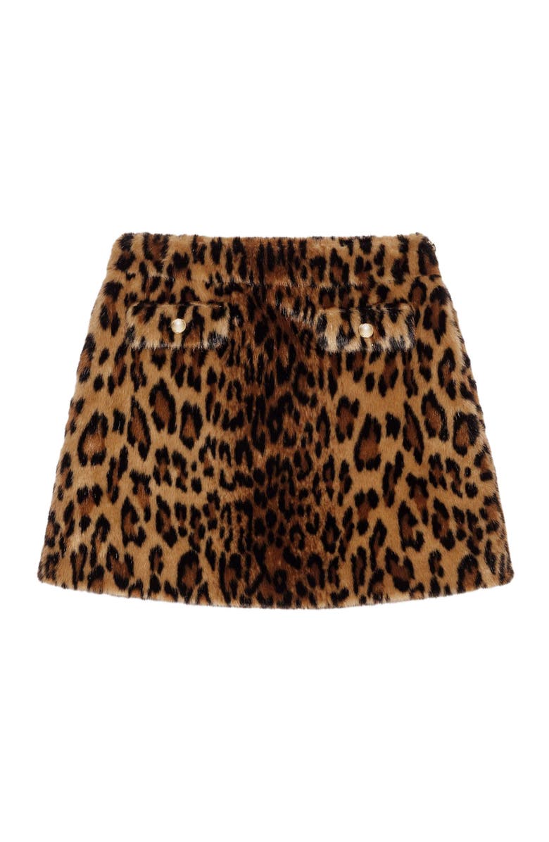 maje Leopard faux fur miniskirt, Alternate, color, Big Leopard Print
