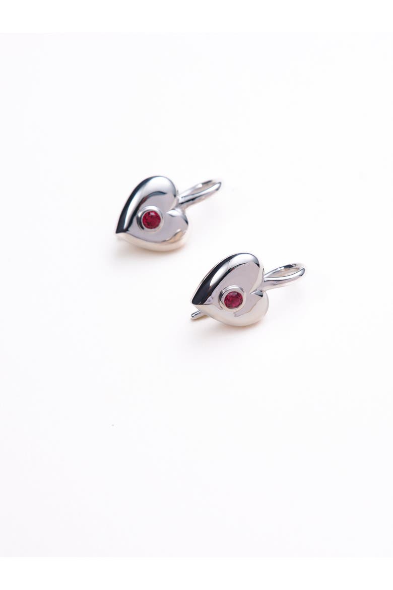 Billie Heart Gem Earrings, Alternate, color, Recycled Sterling Silver