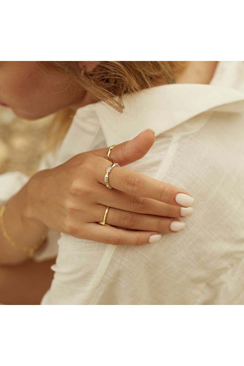 Bone Sterling Silver Adjustable Ring, Alternate, color, Gold