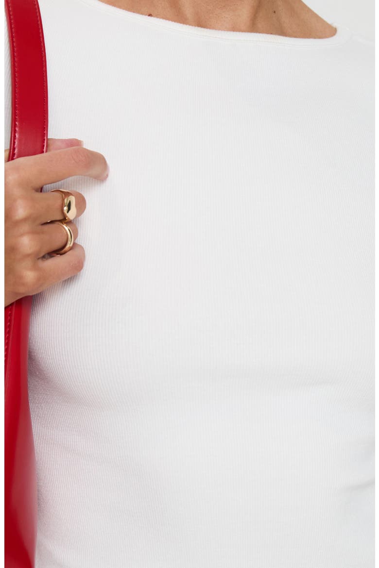 Elaia Three-Quarter Sleeve Crop Top, Alternate, color, WHITE