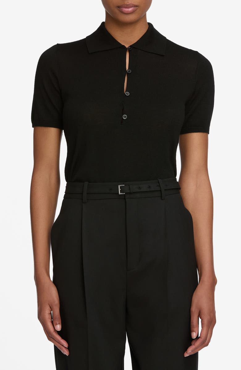 FRAME The Smart Merino Wool Polo Sweater, Main, color, Black