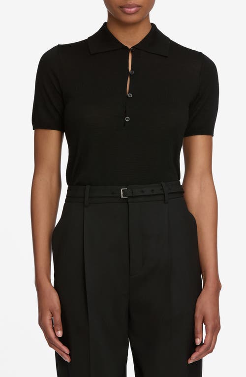 Frame The Smart Merino Wool Polo Sweater In Black
