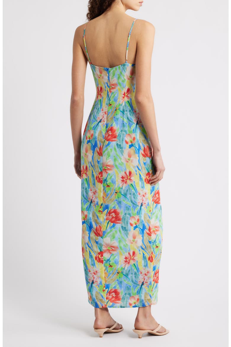 Floral Scoop Neck Maxi Dress, Alternate, color, BLUE MULTI
