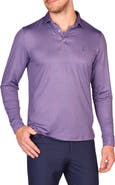 TailorByrd Football Print Long Sleeve Performance Polo