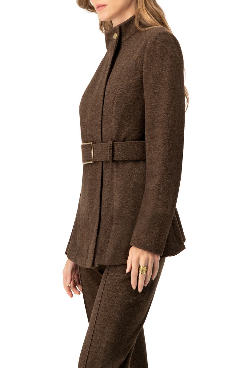 IVONNE Belted High Neck Coat, Alternate, color, Brown