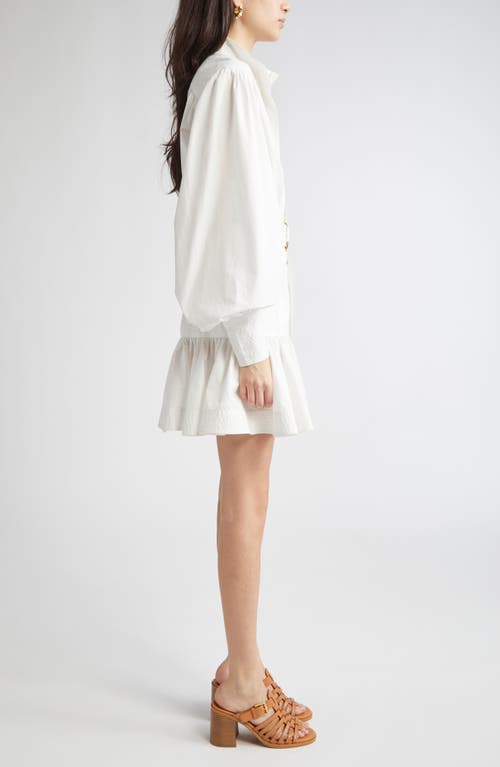 Zimmermann Belted Long Sleeve Cotton Utility Minidress In White