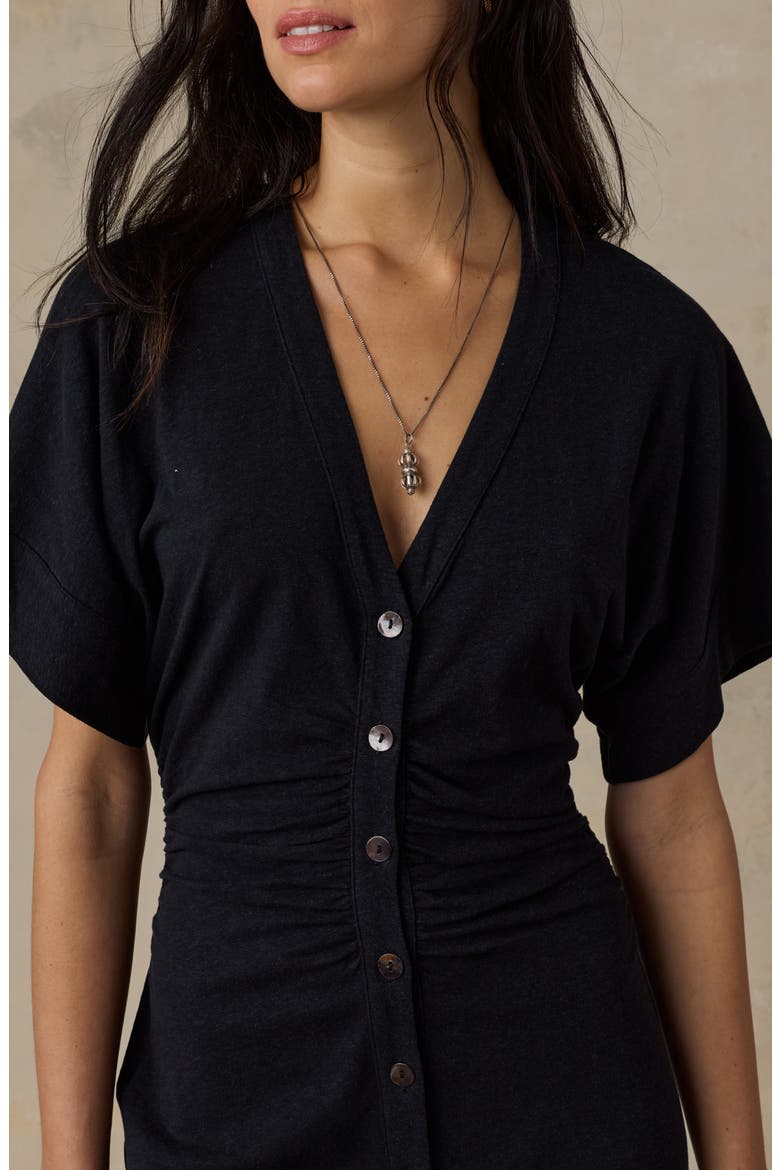 Cotton & Hemp Blend Maxi Dress, Alternate, color, BLACK