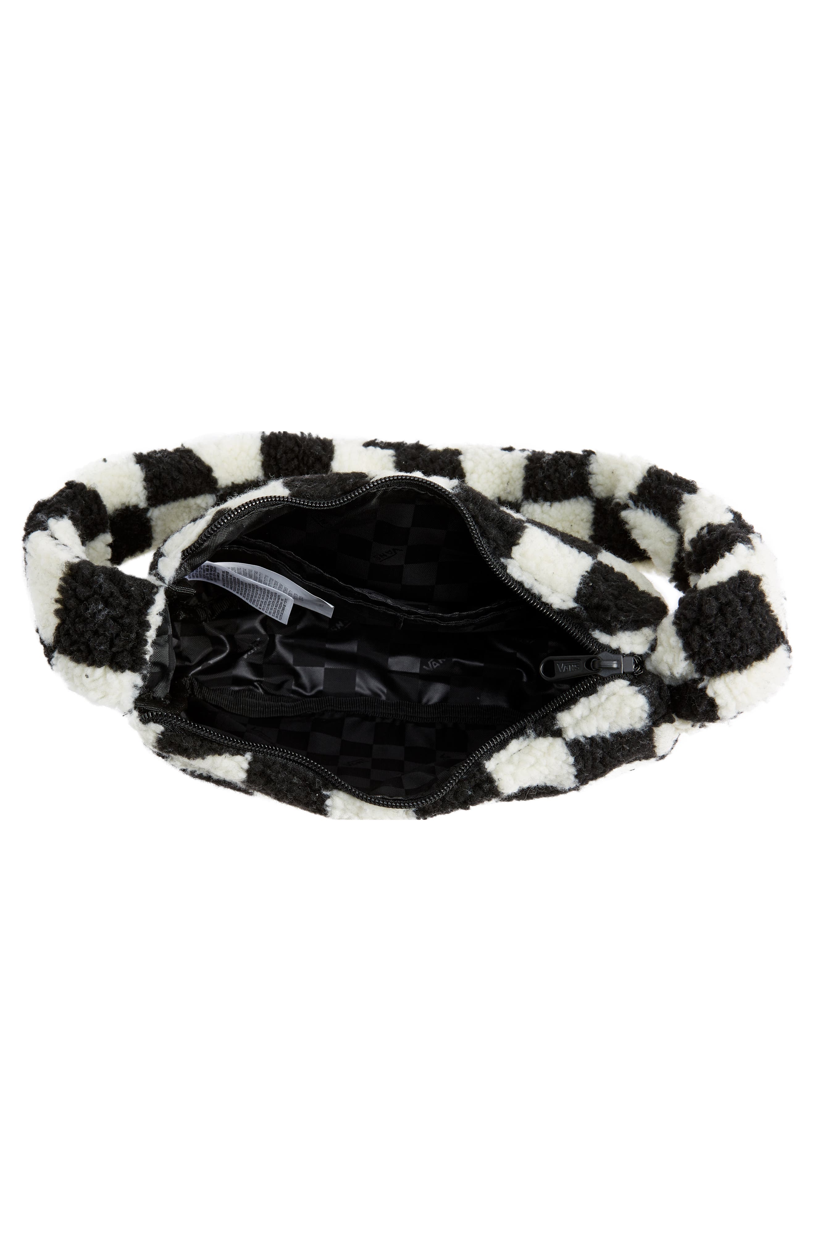 Vans Half Pipe High Pile Fleece Checker Shoulder Bag, Alternate, color, 