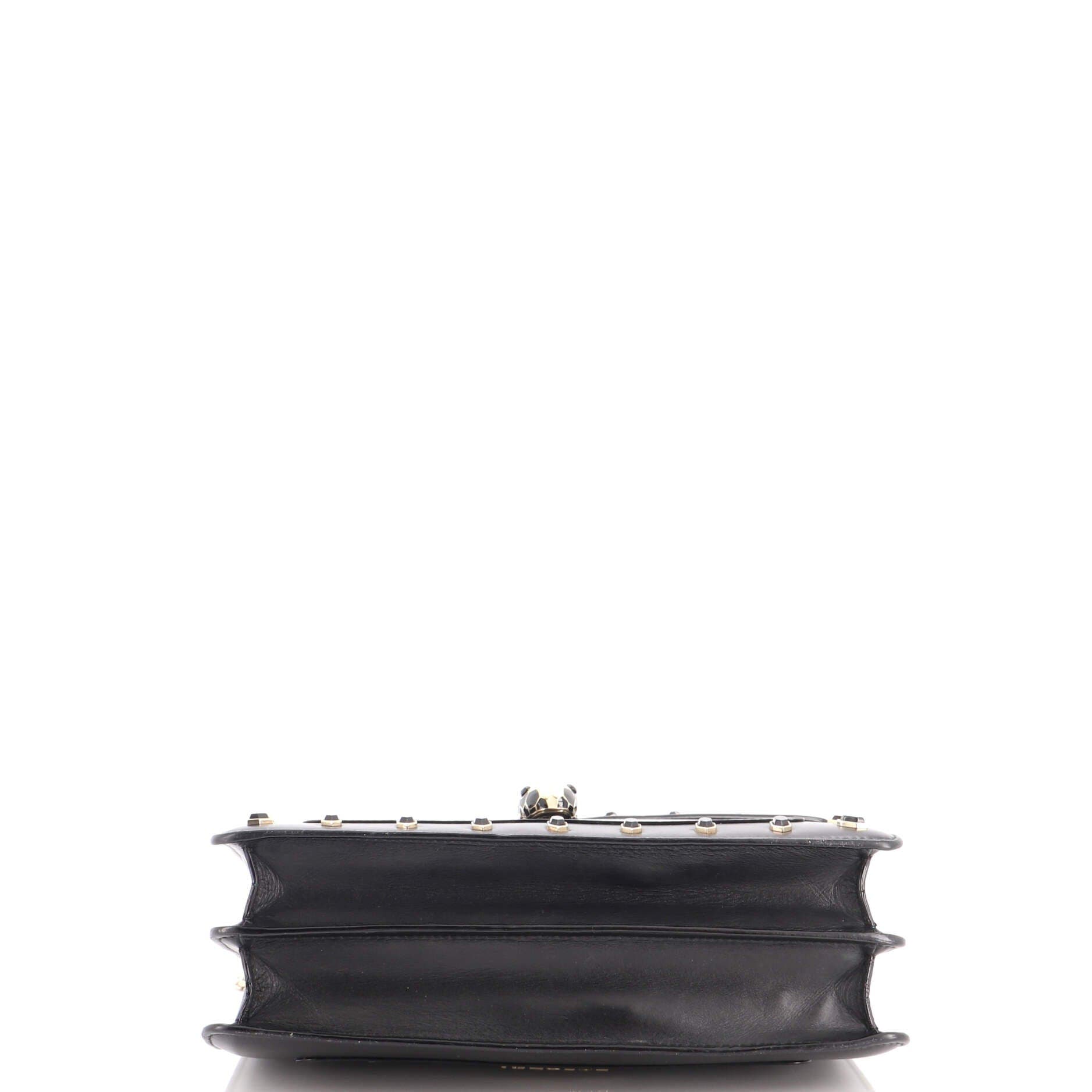 Serpenti Forever Shoulder Bag Embellished Leather Medium, Alternate, color, Black