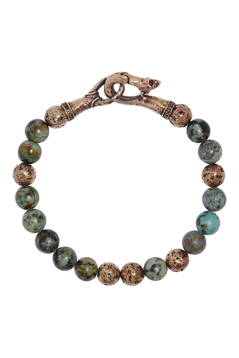 Distressed Turquoise Cabochon Bracelet, Main, color, BRASS