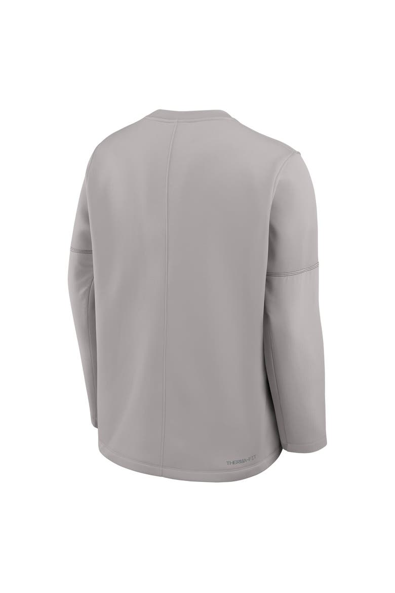 Men's Nike Gray Ohio State Buckeyes 2026 Sideline Coaches Therma-FIT Long Sleeve Top, Alternate, color, Gray