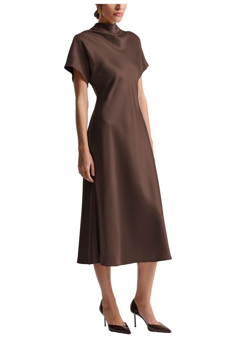 Malina Milena Cape Midi Dress, Alternate, color, Chocolate