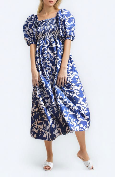 Animal World Smocked Cotton Silk Dress