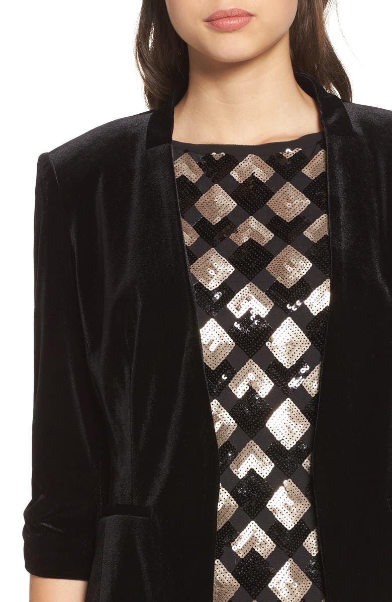 Eliza J Ruched Velvet Blazer, Alternate, color,