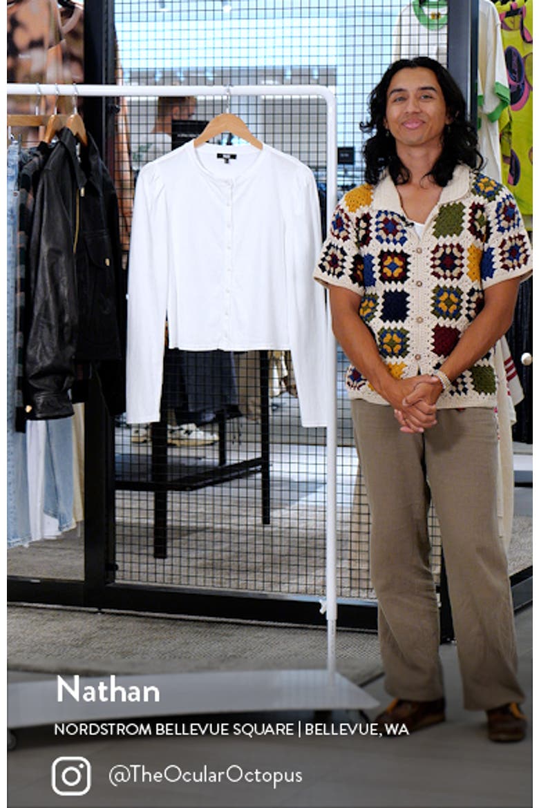 Caliban Cotton Jersey Button-Up Top video