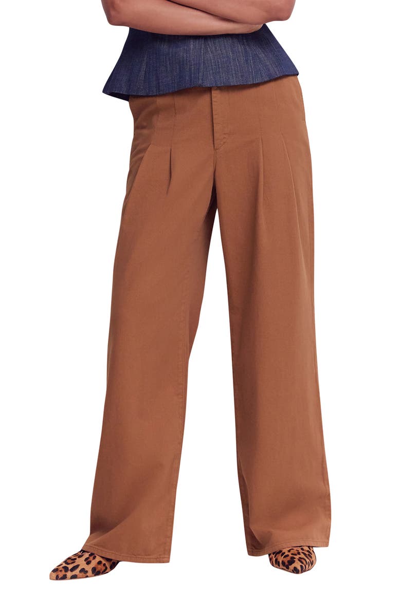 Mayfair Pleat Detail Wide Leg Trousers, Main, color, GINGER