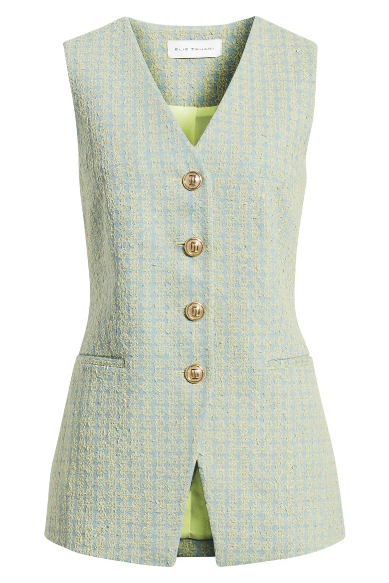 The Abigail Cotton Tweed Vest, Alternate, color, DENIM BLUE/ GOLDEN HOUR