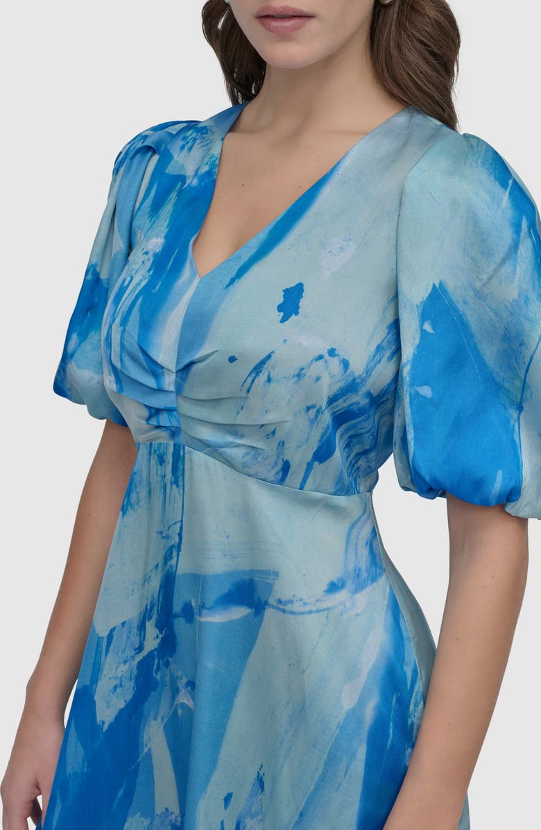 DKNY Print Puff Sleeve Midi Dress, Alternate, color, 