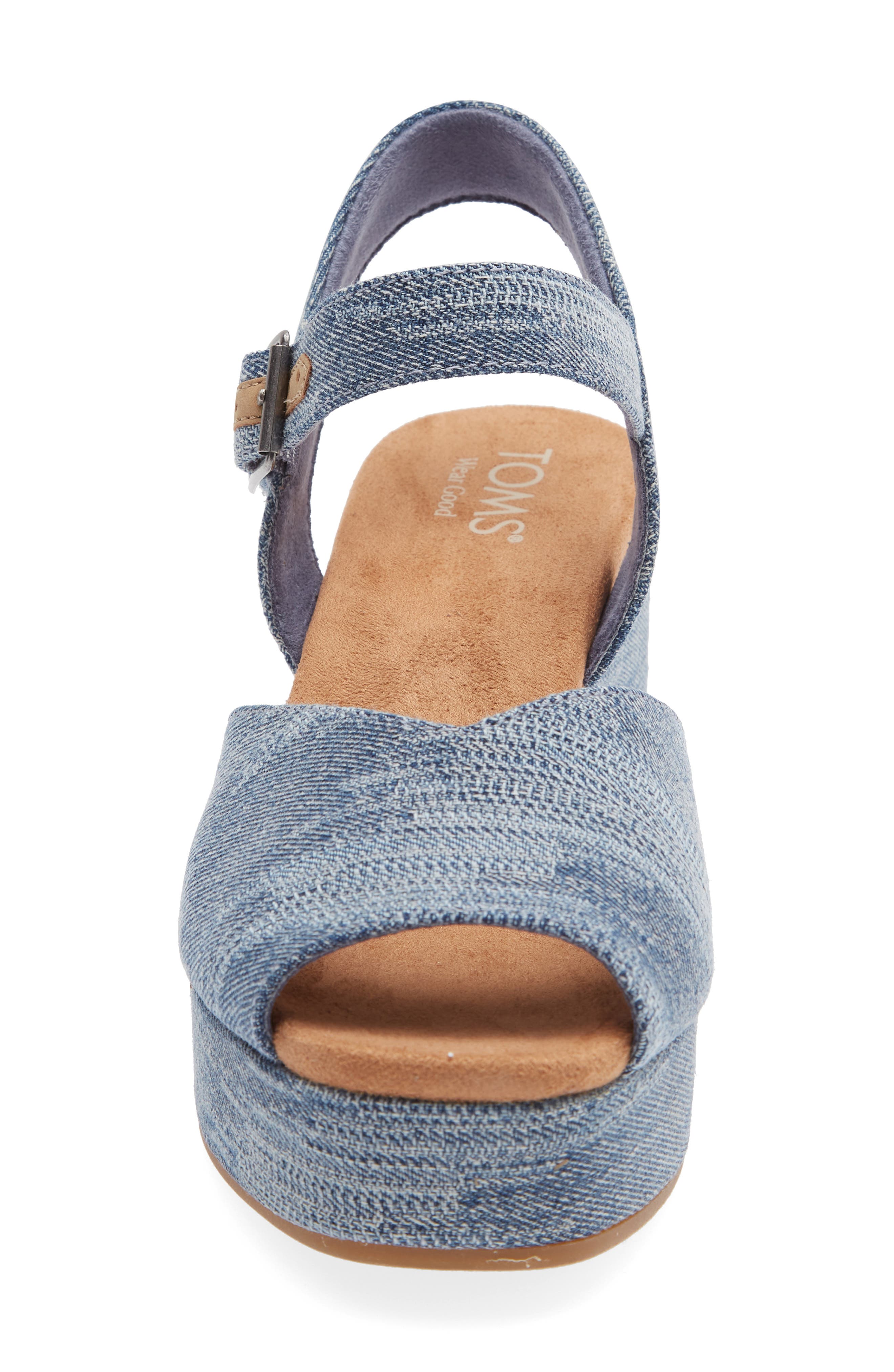 TOMS Denim Platform Sandal, Alternate, color, Blue