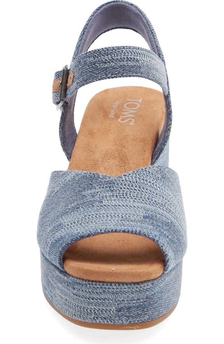 TOMS Denim Platform Sandal, Alternate, color, Blue
