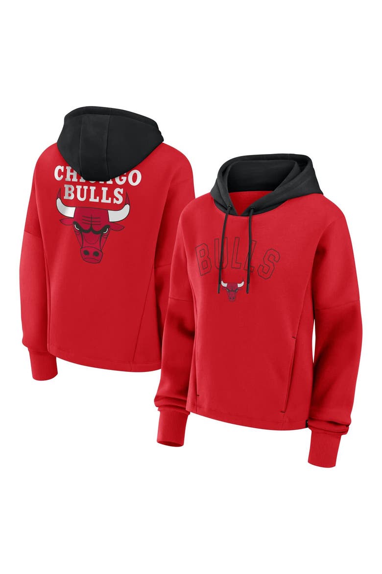 Women's Fanatics  Athletic Red Chicago Bulls Post Up Boxy Pullover Hoodie, Main, color, Athletic Red