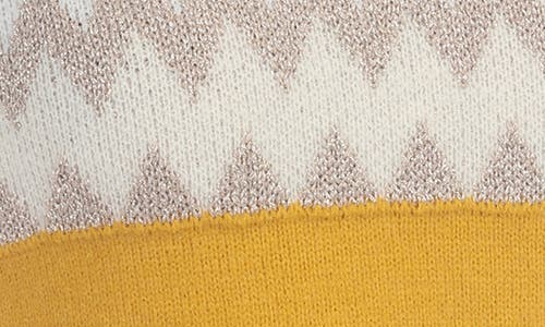 Rain And Rose Metallic Chevron Stripe Sweater In Yellow